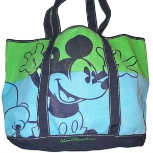 Walt Disney World Mickey Mouse Large Color Block Canvas Tote Bag - FAST SHIP